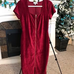 Almost Famous Red Dress(New)Zipper Front